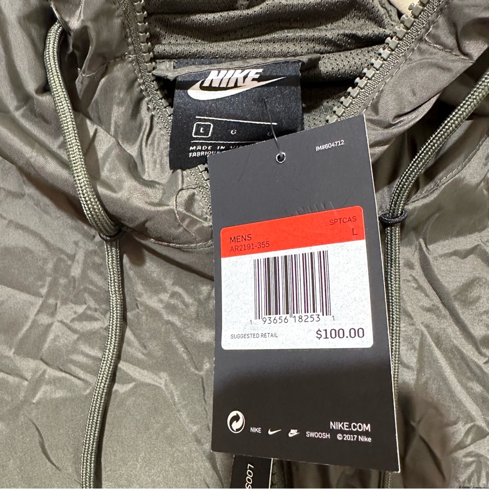 Nike Men's Sportswear Windrunner Hooded Jacket L Green Full Zip Mesh Lined NWT - Picture 3 of 6